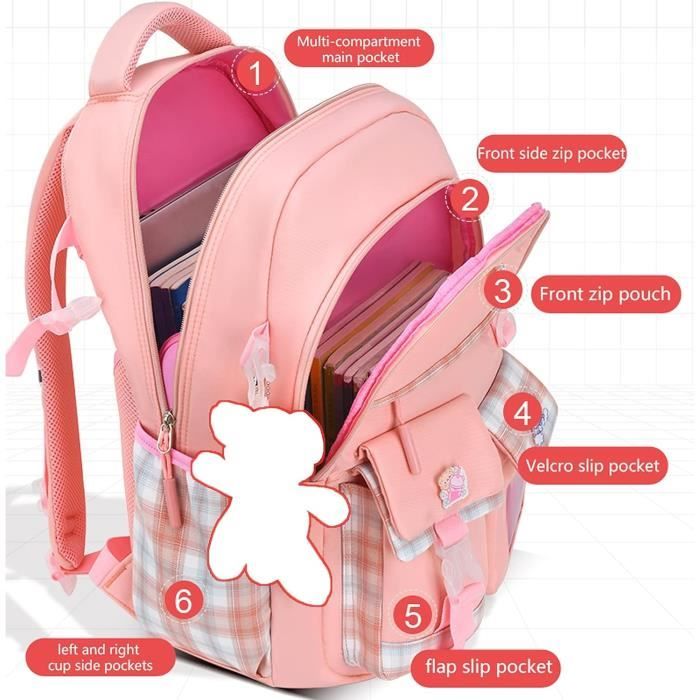 Makukke Sac à Dos D'école Pour Filles, Sac à Livres, Sac D