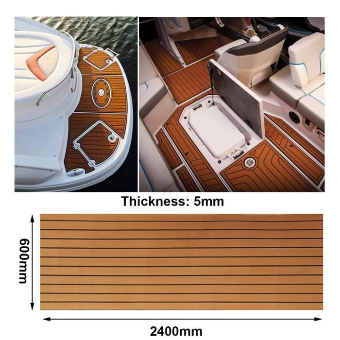 Tapis Bateau En Mousse EVA 240x90cm – Antidérapant, Imitation Teck, Auto-adhésif, Pour Pont Et Yacht