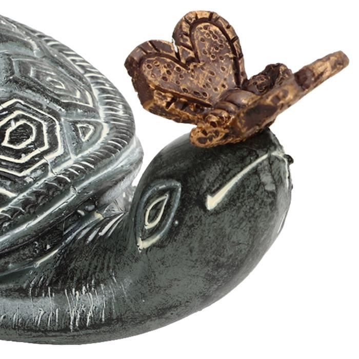Statue de jardin - TAM - Tortue Papillon - Résine - 7 cm - Décoration extérieure - Maison