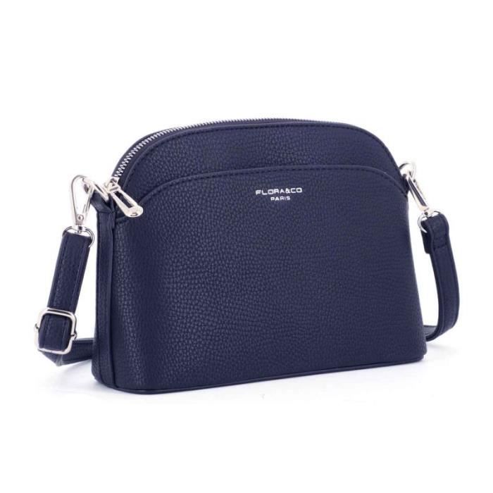 Flora Co Paris Petit Sac Bandouliere Arrondi Multi poches Femme Bleu Marine BLEU MARINE Cdiscount Bagagerie Maroquinerie