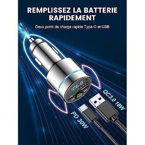 Adattatore Bluetooth Auto Aux Trasmettitore FM Bluetooth 5.0 Auto - Caricatore USB PD20W/QC18W, AUX, Vivavoce, Controllo Siri Trasmettitore Auto - Foto 3
