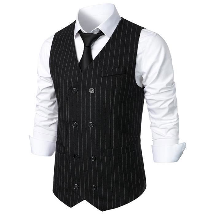 Gilet De Costume Homme Slim Col V Sans Manche Business Casual