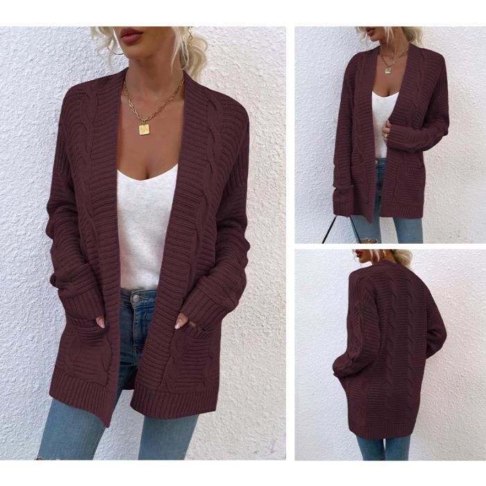 Gilet long bordeaux femme sale