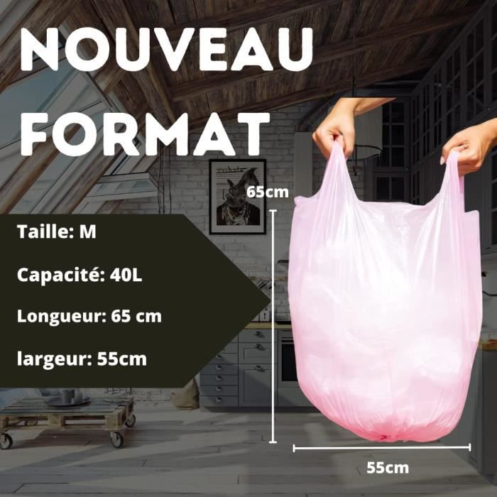 150 Pcs Sacs Poubelle, Sac Plastique avec Poignée 40x58cm, Extra 150 Pcs Sacs Poubelle, Sac Plastique avec Poignée 40x58cm, Extra