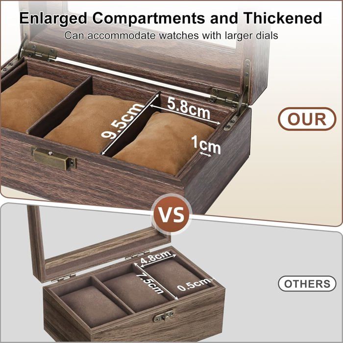 Coffret De Rangement Pour 12 Montres - Boîte Noire Velours Et Simili Cuir Luxe