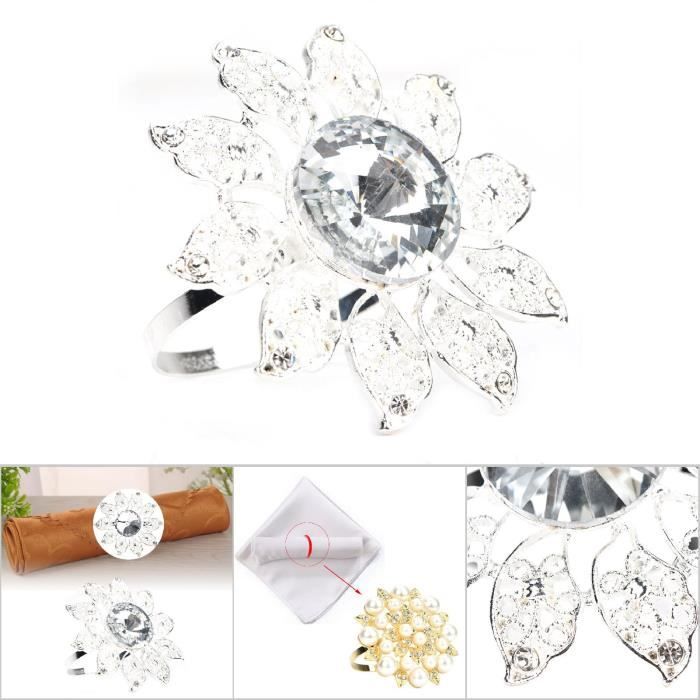 Lot De 6 Anneaux Porte-Serviettes Épis De Blé Cristal – Décoration Table Mariage, Noël, Fêtes, Élégant Et Scintillant