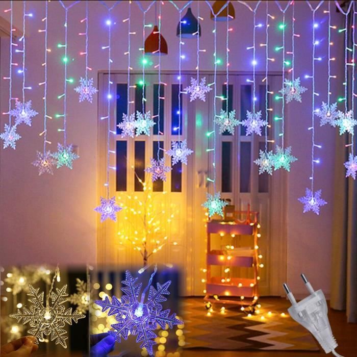 GUIRLANDE LUMINEUSE,Marm White--Guirlandes lumineuses de noël à LED, 3.2M,  nouveau, flocon de neige, décoration féerique, rideau, no - Cdiscount Maison