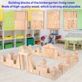 Alomejor Jouets de blocs Grands blocs de construction de salon de jardin d'enfants de couleur en bois naturel de hêtre jouets-2