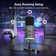 FIFINE USB/XLR Streaming Micro Dynamique pour PC, RGB Cardioïde Microphone pour Gaming, Podcasting, Broadcasting-2