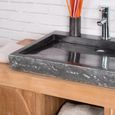 Grande vasque 70cm à poser rectangle en pierre marbre Cosy noir-2