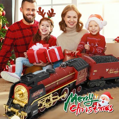 Train De Noel Avec Lumière Circuit Train 12 Rails Locomotives Wagons