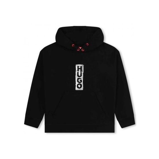 Sweat enfant Hugo Boss Noir Manches longues Imprime HUGO rouge Grande poche Noir Cdiscount Pret a Porter