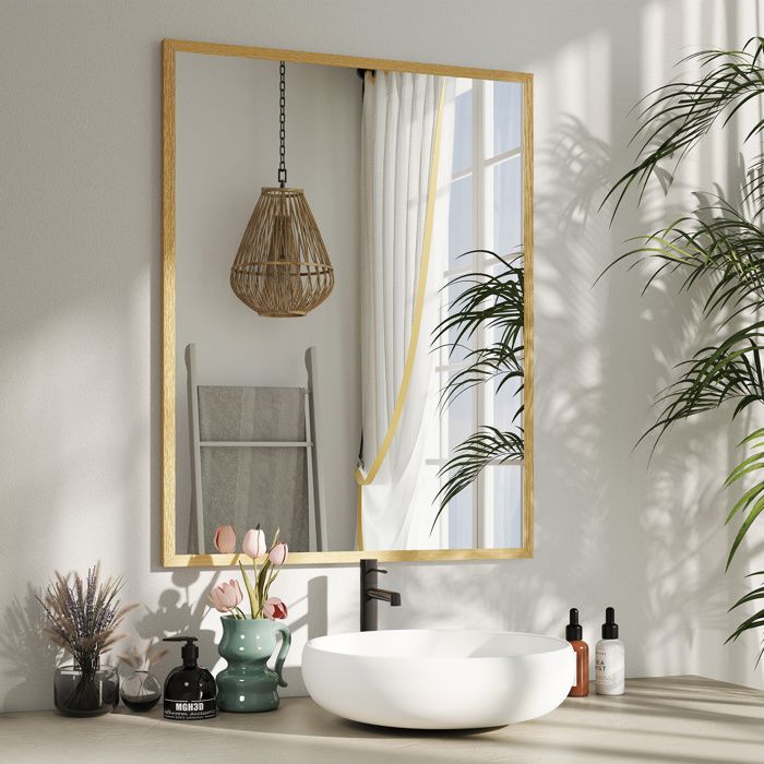 Grand Miroir Mural Lumineux 90x70 Cm – Blanc, Forme Rectangulaire, éclairé