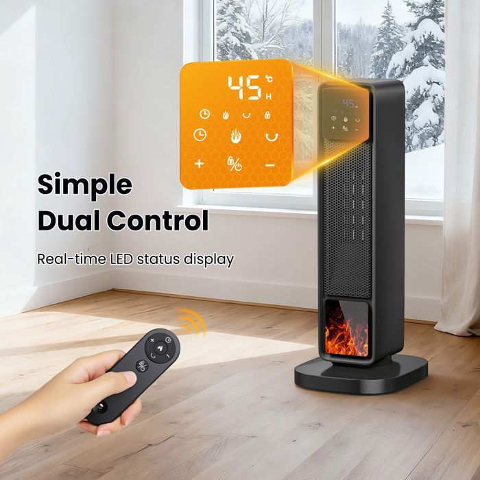 Chauffage D'appoint,2200W Radiateur Electrique Avec Flamme 3D,61CM