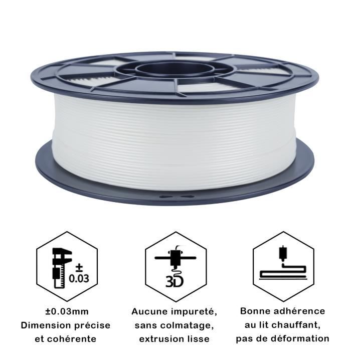 Pack de 10 bobines Filament 3D Perle Blanc PLA 1.75mm pour imprimante 3D ou  Stylo 3D 1 Kg Grossiste3D® - Cdiscount Informatique