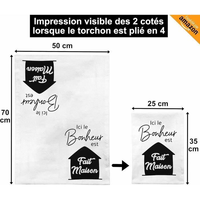 3 torchons de cuisine noirs - 100 % coton / motif gaufré / torchon/chiffon  de