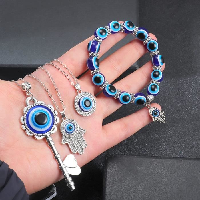 Bracelet porte bonheur pour femme bijoux pendentif oeil bleu