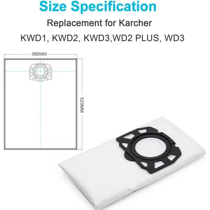 Kit de remplacement PHONILLICO Karcher WD4/WD5/WD6 Sac x8 Filtre