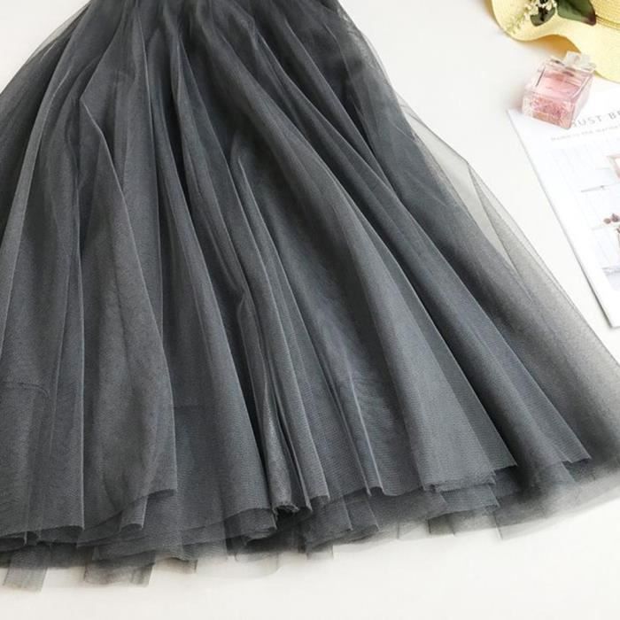 Femme Jupe Tulle Longue Mode Pliss e Princesse Jupes Taille