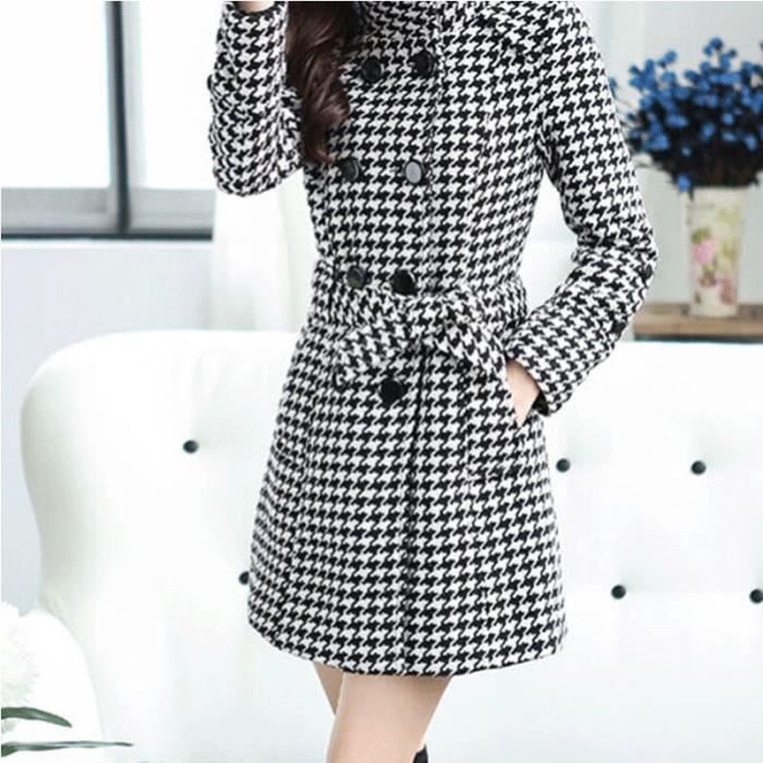 Manteau Manteau coupe vent noir et blanc pour femme grande taille
