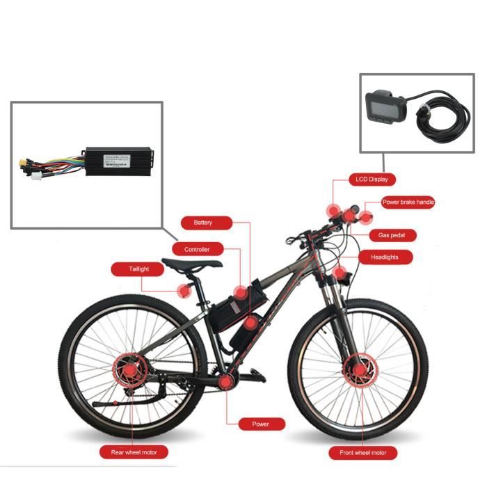 VGEBY Kit de conversion de velos electriques 24V 48V 1000W 1500W avec affichage LCD controleur onde sinusoidale 3 modes Cdiscount Sport