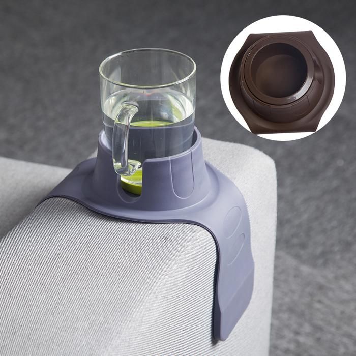 Plateau Canapé Avec Support Téléphone Rotatif – Porte-gobelet En Bois Et Silicone Pour Snacks, Télécommande (30x25cm)