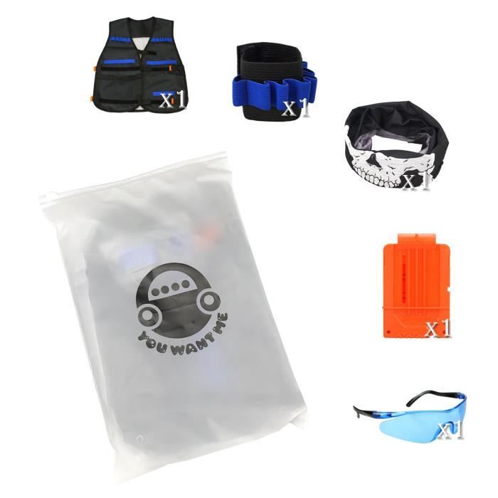 2 Pack Gilet Tactique jouet Nerf pistolet N-strike Elite Series lunettes de  protection/masque/bande/Clip de balles - Lewin Deal - Autre jeu de plein  air - à la Fnac