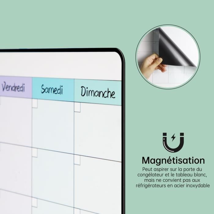Calendrier Frigo Magnétique Effaçable - Planning Familial Mensuel Et Menus