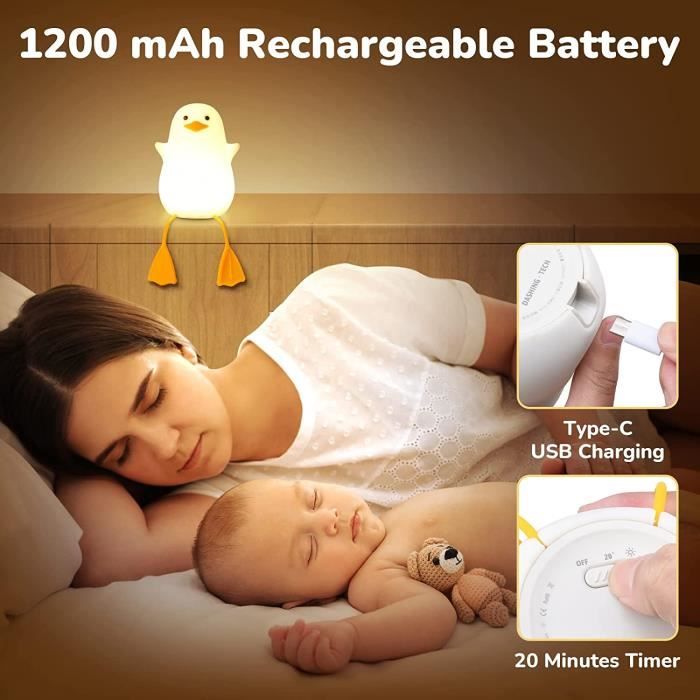Veilleuse Canard Enfant Rechargeable USB, Veilleuse Bébé avec