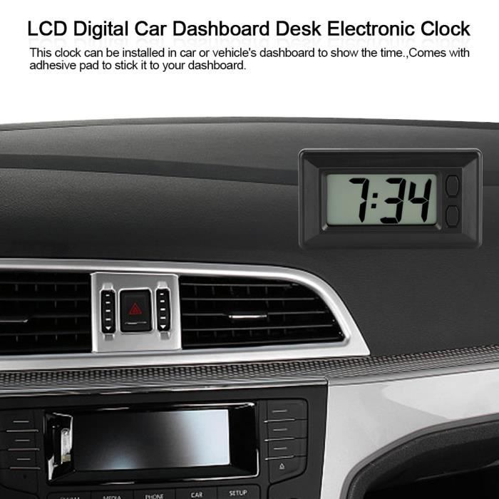 Horloge de Tableau de Bord de Voiture, LCD numérique à l'intérieur de la  Voiture, thermomètre avec rétroéclairage pour intérieur et extérieur,  Horloge numérique de Voiture 2 en 1 pour Camion : 