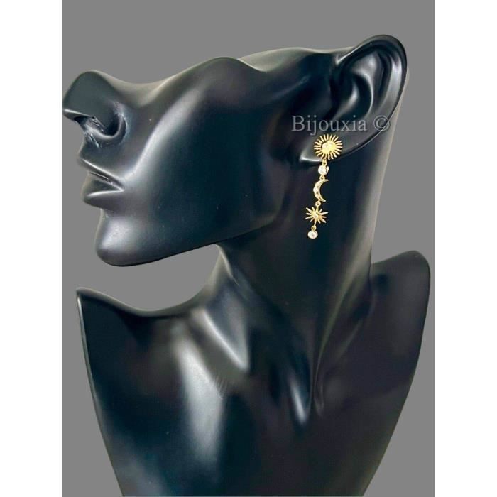 Boucles D'oreilles étoile Plaqué Or 18 Carats Avec Zirconium - Neuves Avec étiquettes
