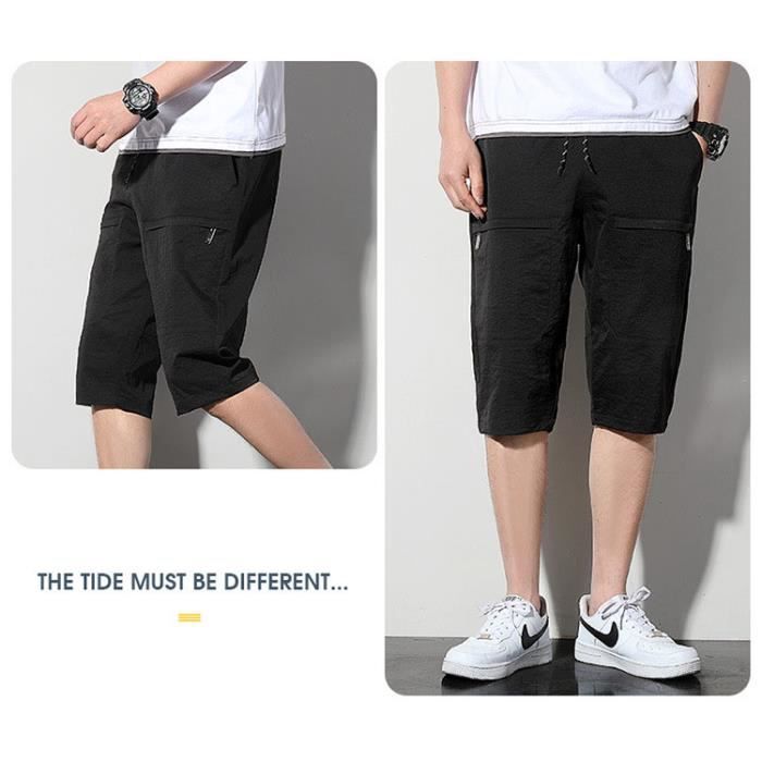 TOFOTL Pantacourt Sport Homme – Bermuda Cargo Cordon Élastique, Poches, Séchage Rapide, Tissu Léger Pour Fitness, Été, Casual