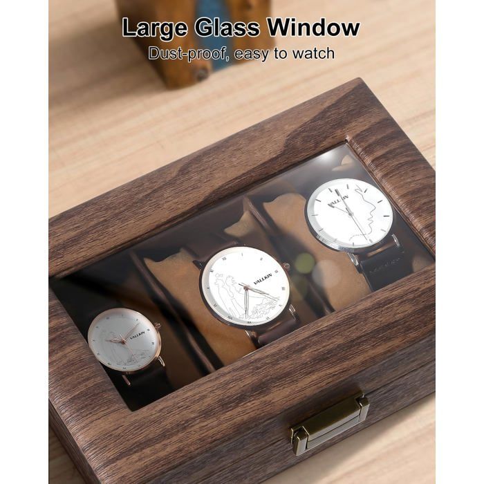 Coffret à Montres En Bois De Bambou Pour 3 Montres - Écrin De Rangement Avec Vitrine, Neuf Avec étiquettes