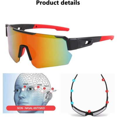 Lot De 2 Lunettes De Sport Polarisées - Protection UV400 - Pour Vélo, Moto, Course - Bleu Et Rouge