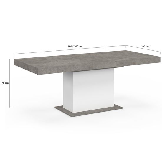 Table à Manger Extensible Dayton - 160-200 Cm - Style Industriel - 6-10 Personnes - Plateau Bois