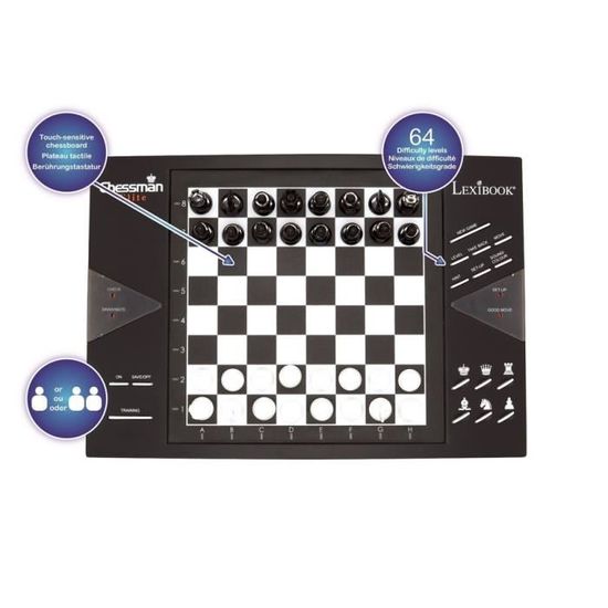 Jeu d'echec ChessMan® Elite, jeu d'échecs électronique LEXIBOOK : le jeu à  Prix Carrefour