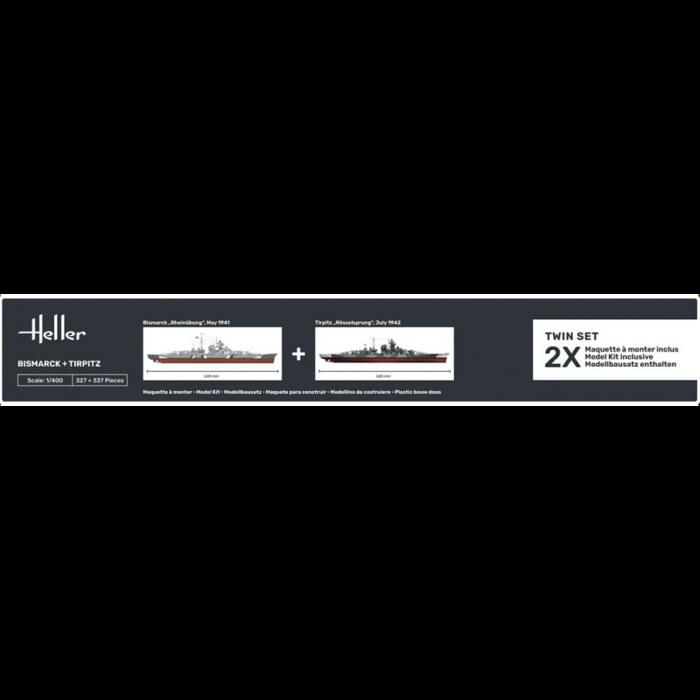 Heller 85078 Bismarck + Tirpitz deutsche Kriiegsmarine TWINSET Modellbausätze in 1:400 Neu in OVP - & Modellbau