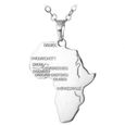 Collier Pendentif-Carte d'Afrique-Plaqué Platine-Maille Jaseron-0