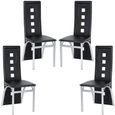 JEOBEST® 4 x Chaise de Design Siège de Bureau Salle à Manger Salon Style Rembourrée, Noir-0