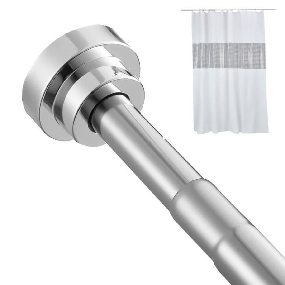 Springreen Tringle télescopique universelle extensible pour rideau de douche sans perçage Blanc. Aluminium 70-120 cm