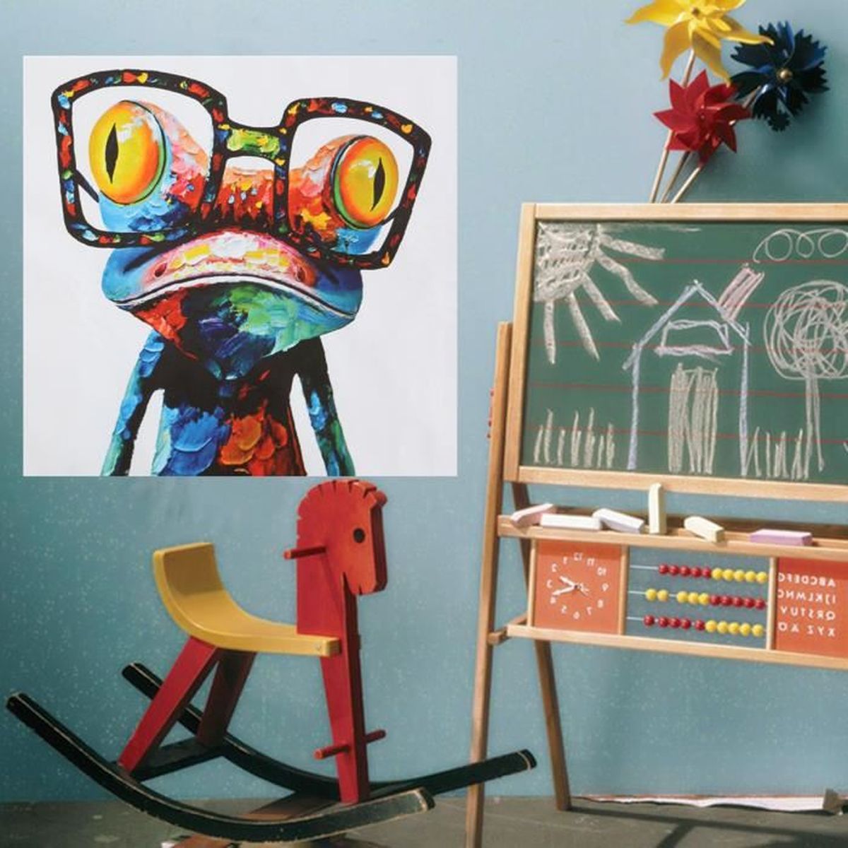 Peinture à l'Huile Toile Tableau Abstraite Grenouille Lunettes Art Moderne  Décor - Achat / Vente tableau - toile - Cdiscount