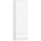 Bibliothèque de bureau AKORD R60 Blanche 60 cm 2 portes 1 tiroir façade Blanche 4 étagères 60x35x180 cm