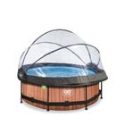 EXIT TOYS Piscine EXIT Wood ø244x76cm avec pompe filtrante et dôme - marron