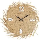 MOBILI REBECCA Rebecca Mobili Horloge Murale Grand en Bois Paille, Beige, Style Rustique pour Cuisine Salon 45 cm