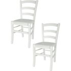 T M C S Tommychairs - Set 2 chaises cuisine VENEZIA, robuste structure en bois de hêtre laqué en blanc, assise en en faux cuir couleur