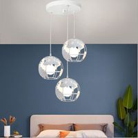 Yowei Lustre Suspension Luminaire en Forme Globe Vintage Blanc Lampe Plafonnier Industrielle en Métal pour Salon Chambre