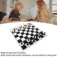 Jeu d'échecs en plastique PS 32 pièces avec échiquier en PU et sac de rangement pour jeu d'échecs international noir et blanc 117221