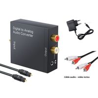Converteur 3.5 MM Audio digitale (Toslink et Coaxial) à analogue (Cinch) transducteur audio décodeur avec un adaptateur prise conver