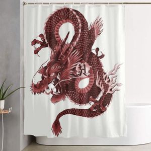 Ciel étoilé Wing Dragon Crâne Rideau de douche Set de salle de bains Tissu Imperméable Crochets 