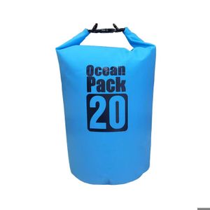 Sac à Dos Imperméable 20L Homme – PVC 500D – Étanche Roulé – Bandoulières Doubles Réglables – Pour Kayak, Randonnée, Natation – Crème
